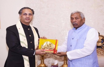  Shri Abhishek Singh, Ambassador had the privilege to call on Hon'ble Governor of Bihar Shri Phagu Chauhan during the State visit